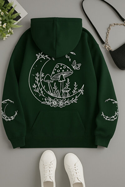 CLASSY.MODA Hanorac oversize pentru femei, cu glugă, cu buzunar cangur, cu im...