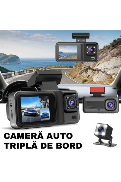 easyCTRL Triple Dash Camera, DVR, Wi-Fi, Night Vision, 170°, Rear View Camera, A98, easyCTRL®