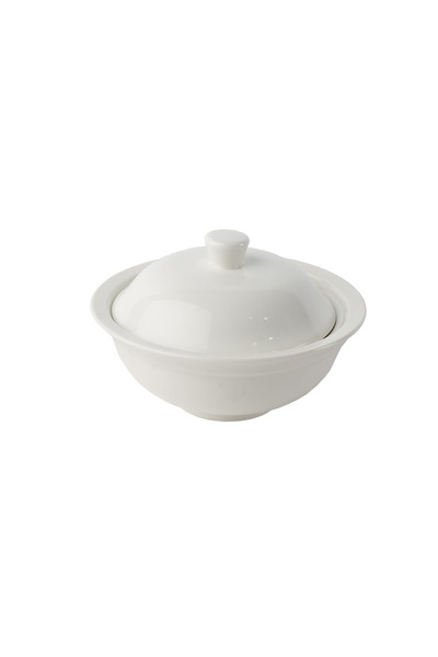 SQUALO Elegant Porcelain Bowl with Lid, White (12 pieces) - 250 ml