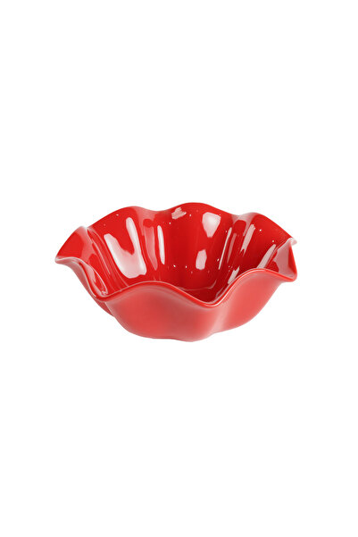 SQUALO Elegant Round Rose-Shaped Porcelain Bowl with Modern Design - Red 28.5x28.5x11 cm