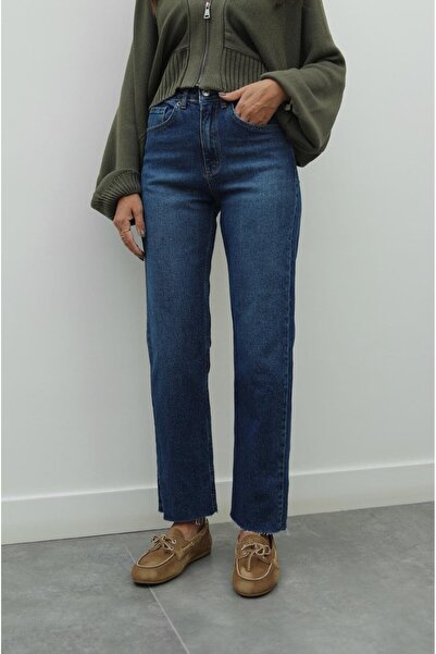 Havoş Navy Blue Length Fit Cut-Out Leg Jeans