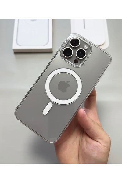 Classy Apple iPhone 16 Pro Max Magsafe Animasyonlu Sararmaz Kutulu Mika Şeffaf Kılıf
