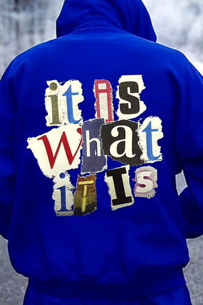 CLASSY.MODA Unisex 3 Thread Hooded Sweatshirt with Kangaroo Pocket Colorful Text Printed It Is What It Is