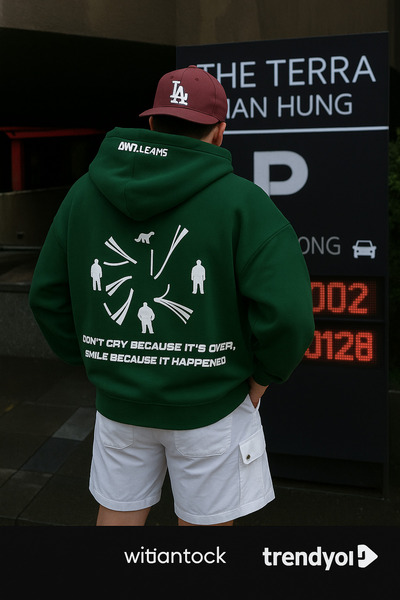 CLASSY.MODA Hanorac unisex cu glugă cu 3 fire, cu buzunar cangur, imprimat cu...