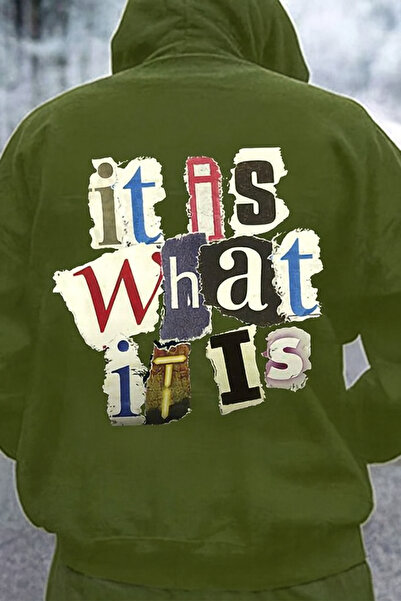CLASSY.MODA Unisex 3 Thread Hooded Sweatshirt with Kangaroo Pocket Colorful Text Printed It Is What It Is