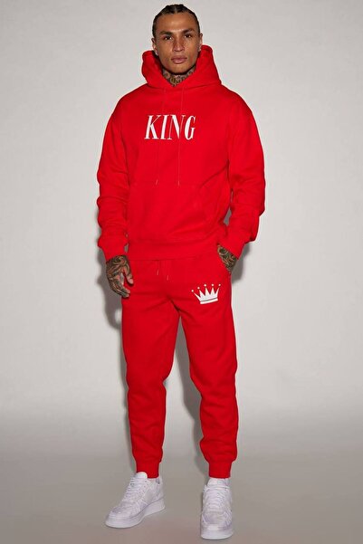 CLASSY.MODA Set de trening unisex cu 3 fire, cu glugă, buzunar cangur, imprim...