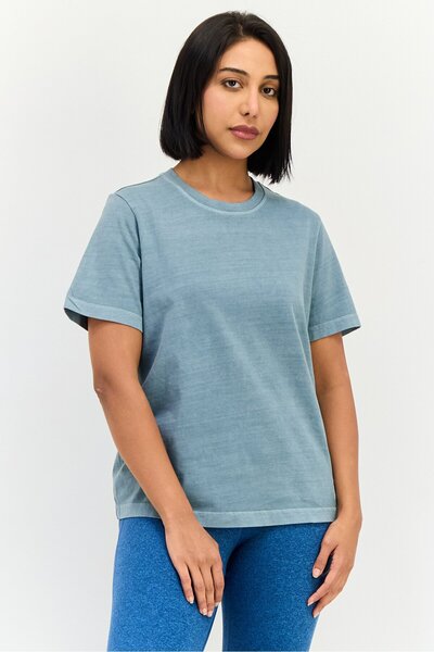 Reebok Women Sportswear Fit Short Sleeve Outdoor T-Shirt, Slate Green