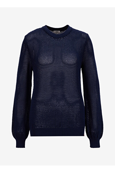 Jeep Bisiklet Yaka Relaxed Ajurlu Lacivert Kazak Kadın J5WL-KZK7003