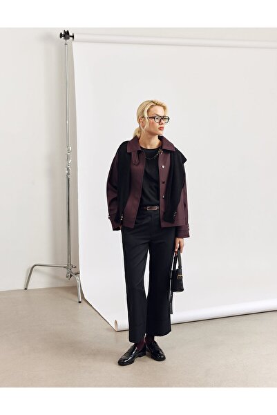 KYR Stand Collar Short Jacket Dark Burgundy