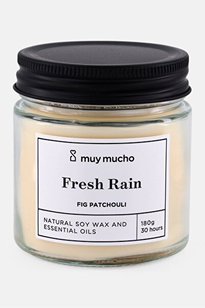 Muy Mucho Fresh Rain Fig Patchouli Scented Candle 180 g, Black/Cream
