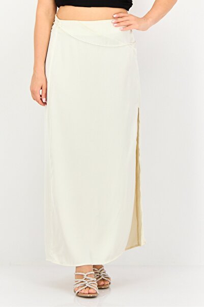 Reserved Women Solid Maxi Skirt, Cream