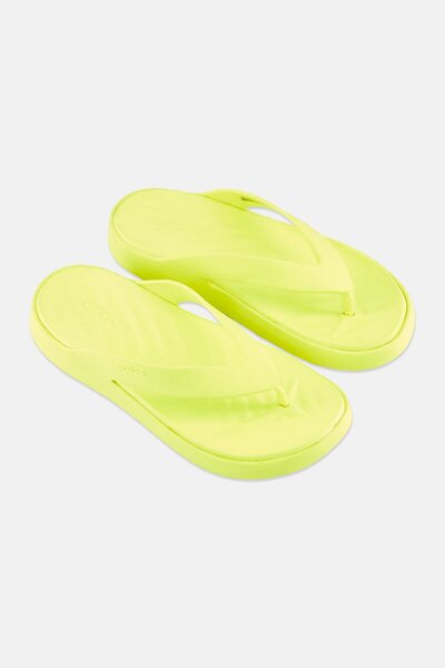 Crocs Women Brand Logo Slip On Slippers, Neon Green