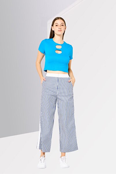 Karl Lagerfeld Women Regular Fit Stripe Straight Leg Pants, Multicolor