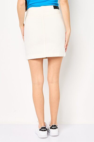 Karl Lagerfeld Women Plain Mini Denim Skirt, Off White