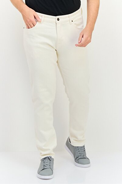 CELIO Men Slim Fit Solid Stretchable Jeans, Cream
