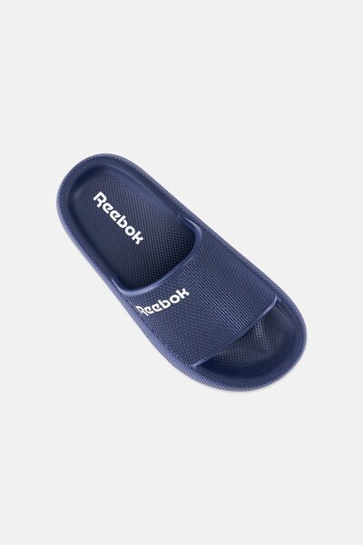 Reebok Men Brand Logo Slip On Slides, Navy