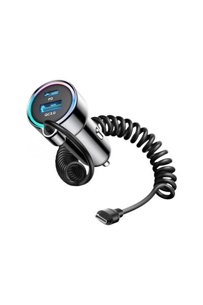 Joyroom Incarcator Auto Cu Fir USB-C JR-CL07 72W 3A 1 x USB-A - 1 x USB-C Negru