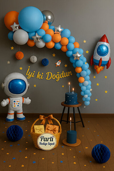 parti hediye sepeti Uzay Temalı Doğum Günü Parti Süsleme Seti | Astronot ve R...