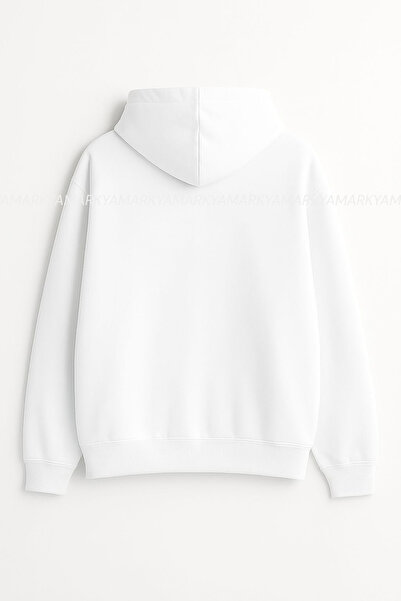 LG LAGULER Unisex Düz Renk 3 İplik Polarlı Oversize Sonbahar/Kış Kapüşonlu Kanguru Cepli Hoodie Sweatshirt