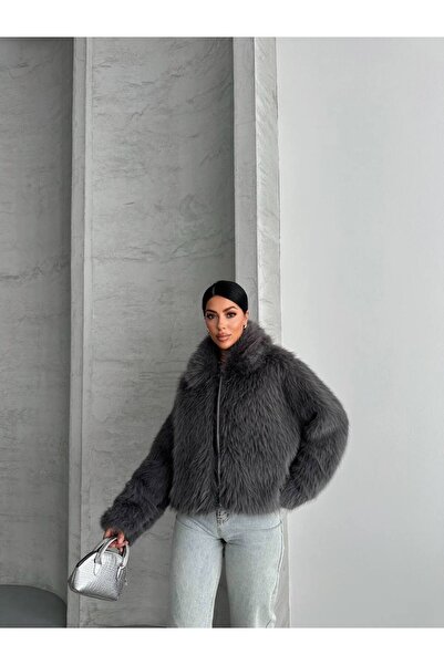 GM Butikk Zr New Season Oversize Faux Fur Zippered Women's Coat