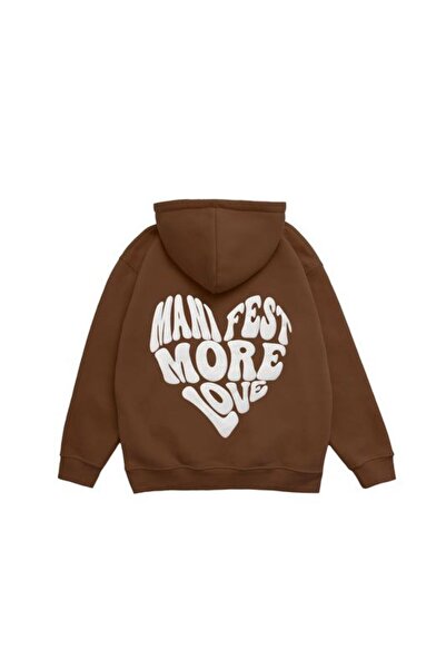 darkopia Скъпа двойка Комбо Манифест Повече любов Назад Печатен дизайн Качулка Свита блуза 2-частен комплект