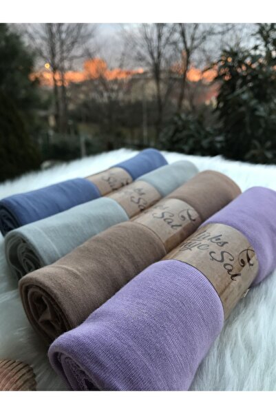 LA SEFA Jersey Shawl Set of 4 (BOX BLUE - LIGHT GRAY - MILK COFFEE - LILA)