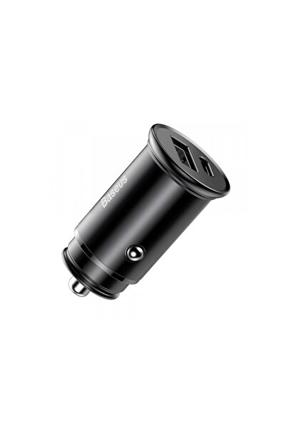 Baseus Circular Metal Car Charger 30W 5A 1 x USB-A - 1 x USB-C Black