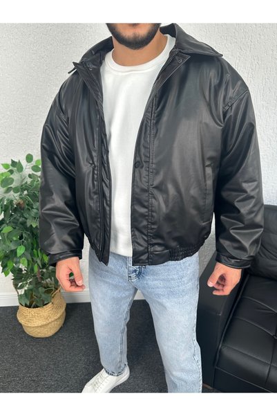 tetramoda Unisex Oversized Leather Bomber Jacket