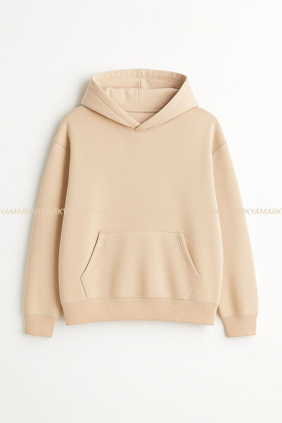 LG LAGULER هودي سويت شيرت للجنسين بلون واحد بثلاثة خيوط من الصوف بمقاس كبير ل...