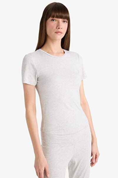 DeFacto Bedene Oturan Kısa Kollu Tişört-Fall in Love Loungewear G0006AX25WN