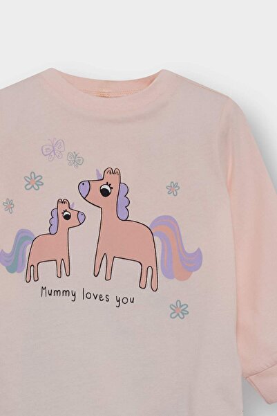 DeFacto Kız Bebek 4'lü Pijama Takımı Unicorn Baskılı Uzun Kollu Penye Üst Uzun Alt F7201A525AU