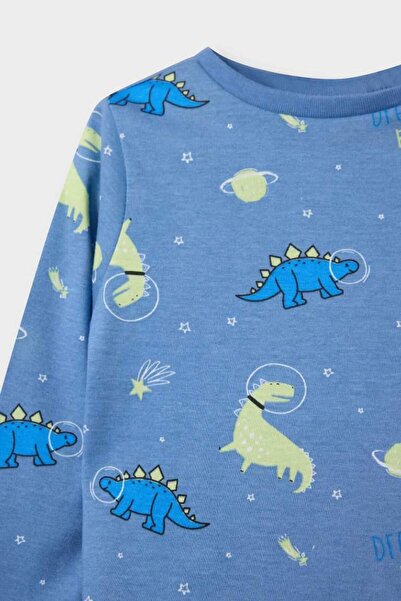 DeFacto Erkek Bebek Pijama Takımı Dinozor Baskılı Uzun Kollu Penye Üst Uzun Alt (25 AU)
