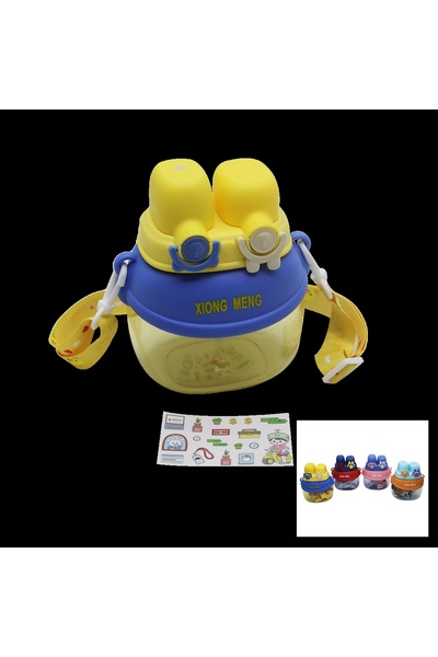 The LOG INVEST Face Model - 2 Locked Lid Colorful Mica Crystal Water Bottle with Straw - Nylon Bag - Hanging 12