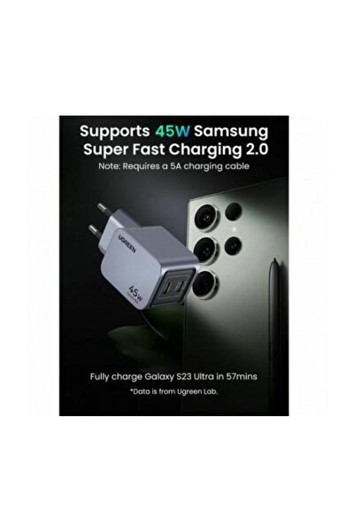 Ugreen X707 Nexode Pro 45W 3A 2 x USB-C Charger Gray
