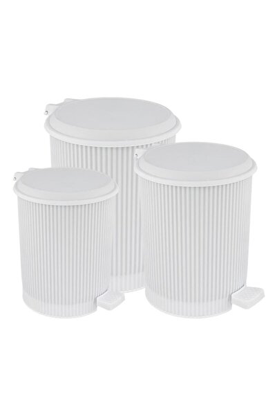 Omnipazar سلة مهملات بلاستيكية بدواسة طراز ELF-N320 نوستالجي بثلاثة أحجام