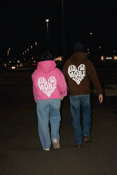 darkopia Dear Couple Combination Manifest More Love Back Printed Design Hooded Sweatshirt Set of 2