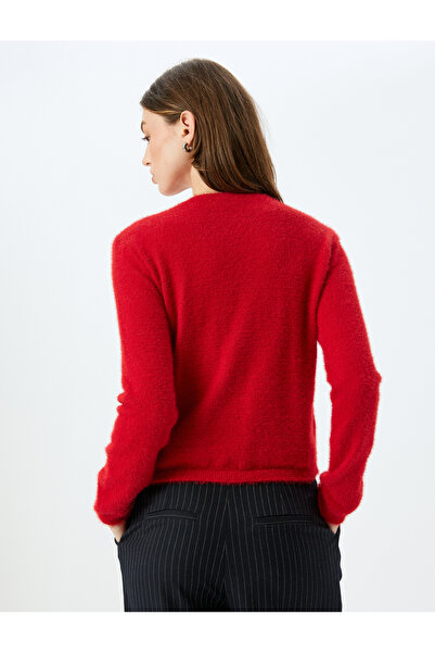 Koton Long Sleeve Round Neck Buttoned Plush Cardigan