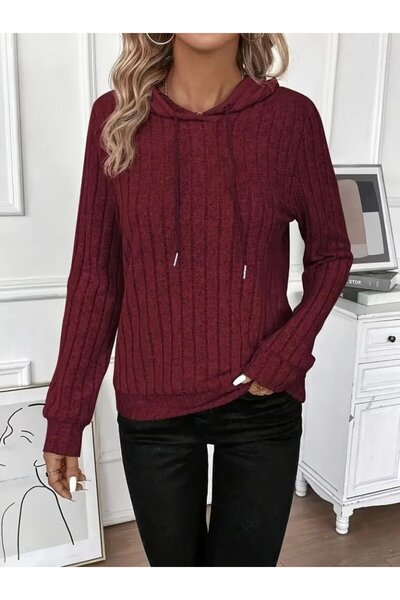 JANES Women's Long Sleeve Hooded Lace-Up Ruched Camisole Blouse