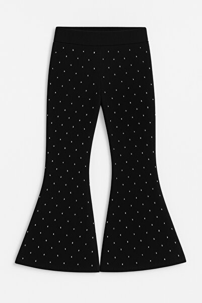 mini kanka Stone Detailed Spanish Flare Comfortable, Flare Flexible and Stone Embroidered Girls' Suit 4-12 Years Old