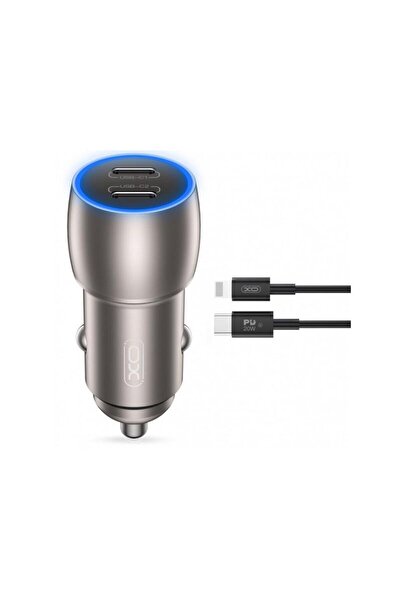 XO Design Car Charger With Lightning Cable CC51 40W 3A 2 x USB-C Gray