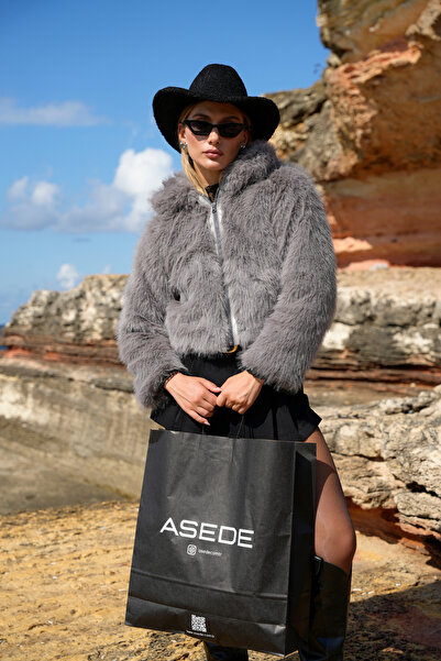 ASEDE Κοντό μήκος με φερμουάρ και μαλακή επένδυση παλτό με συνθετική γούνα