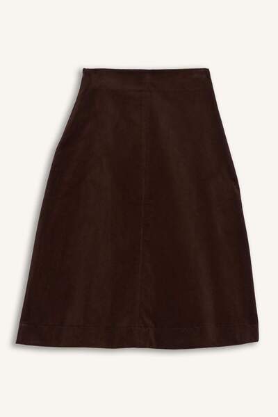 DeFacto Regular Fit Normal Waist Velvet Midi Skirt G1740Ax25Au
