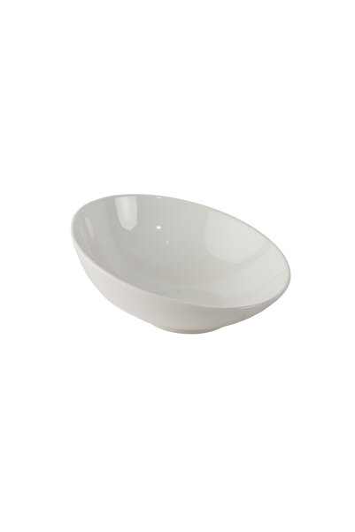 SQUALO Round slanted porcelain bowl with an elegant and modern design - white 23.6X23.6X11 cm