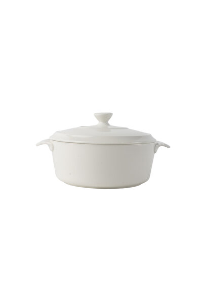 SQUALO Round Porcelain Bowl with Lid and Handle - White 24x18.8x12.5 cm