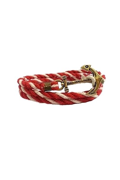 Zamo Men's Bracelet, Zamo, Nautical, KJP, Copper Anchor Clasp, Red and White Cord
