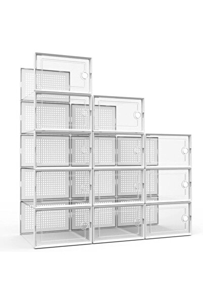 fulina Large Shoe Organizers Storage Boxes for Closet 12 Pack, Stackable Shoe Containers Bins with Lids