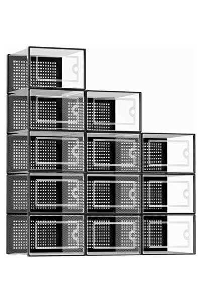 fulina Large Shoe Organizers Storage Boxes for Closet 12 Pack, Stackable Shoe Containers Bins with Lids