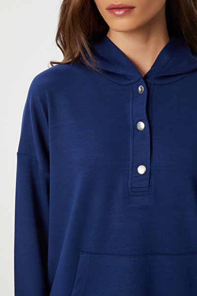 Lovelyİstanbul Snap Detailed Modal Top and Bottom Set Lby0010 Dark Blue