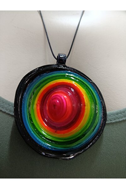 Tasarım Kişiye özel el yapımı taş detaylı deri kordonlu otantik kolye