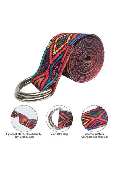 fun zone حزام تمدد اليوجا من القطن المطبوع العام - أشرطة مقاومة Skade حزام اللياقة البدنية حزام اليوجا حزام الساق